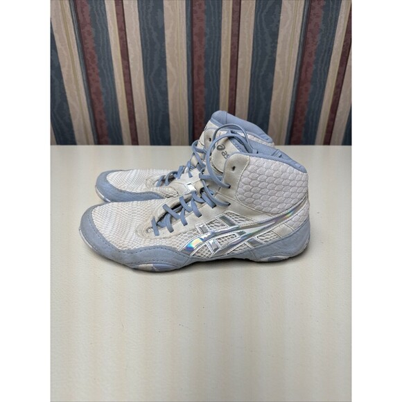 ASICS Matblazer Womens Size 11 Wrestling Shoes White Blue Sneakers 1082A001 - Picture 1 of 8